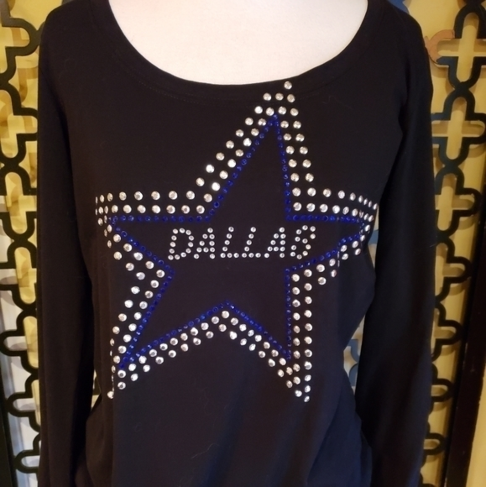 💜DALLAS COWBOY BLING LONG SLEEVE TSHIRT Superbowl FITS‎ LIKE SMALL/ MEDIUM
